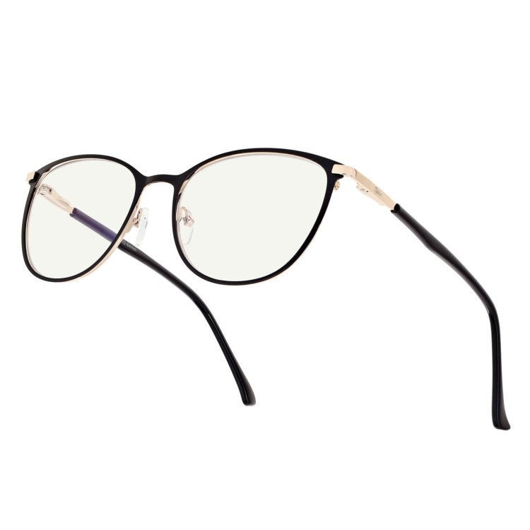 Damskie okulary +1.00 do czytania i komputera z filtrem Blue Light STL277 czarny/złoty
