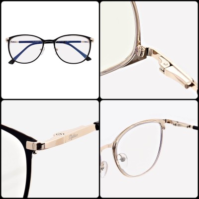 Damskie okulary +2.00 do czytania i komputera z filtrem Blue Light STL277 czarny/złoty