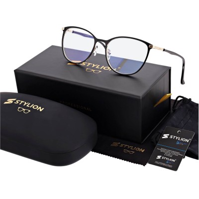 Damskie okulary +2.50 do czytania i komputera z filtrem Blue Light STL277 czarny/złoty