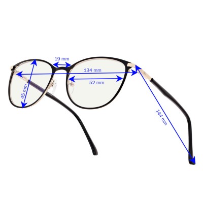 Damskie okulary +3.50 do czytania i komputera z filtrem Blue Light STL277 czarny/złoty