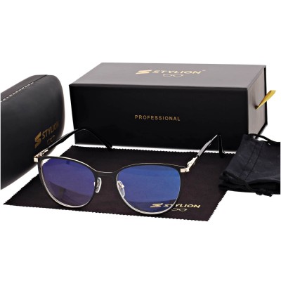 Damskie okulary zerówki +0.00 z filtrem Blue Light STL277 czarny/złoty
