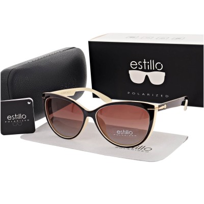 Damskie okulary przeciwsłoneczne z polaryzacją EST-14-2 krem/brąz