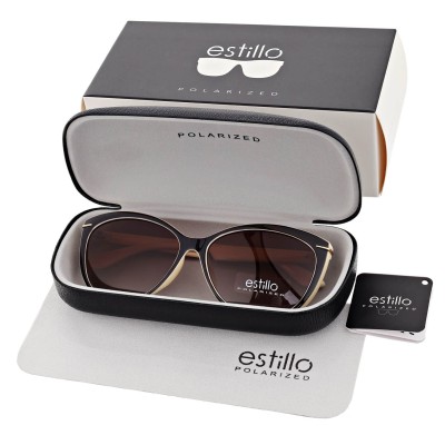 Damskie okulary przeciwsłoneczne z polaryzacją EST-14-2 krem/brąz