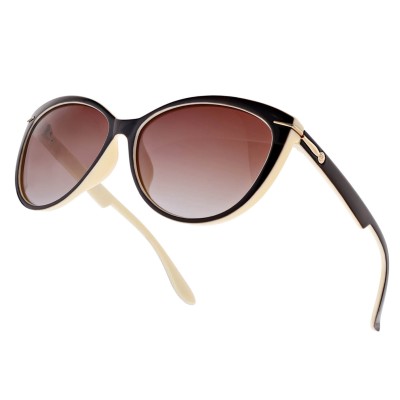 Damskie okulary przeciwsłoneczne z polaryzacją EST-14-2 krem/brąz