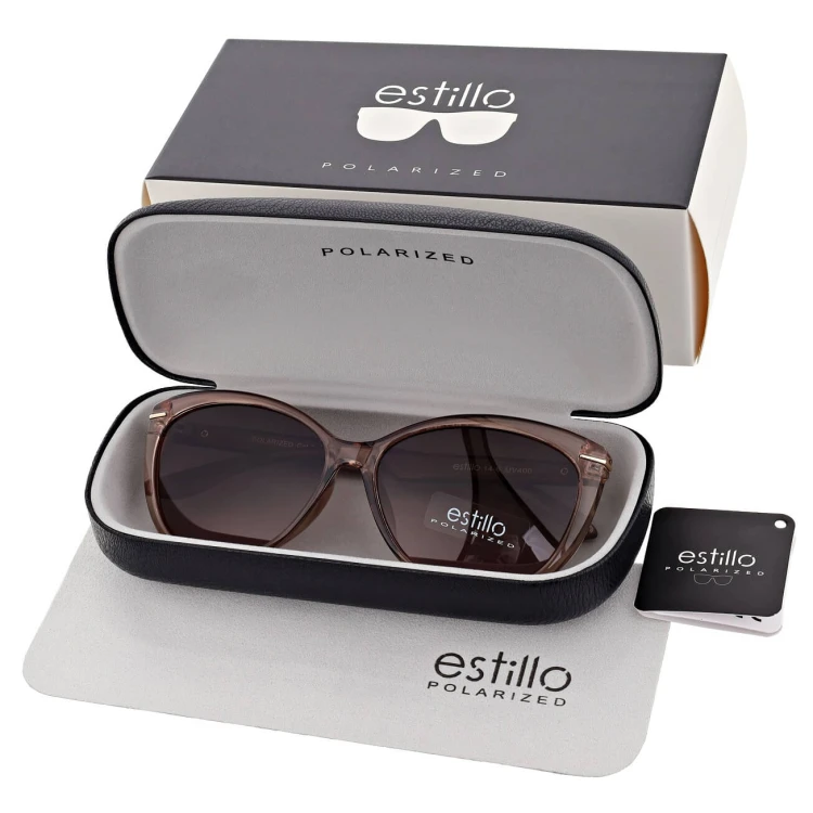 Damskie okulary przeciwsłoneczne z polaryzacją EST-14-6 Brązowo/Kawowe