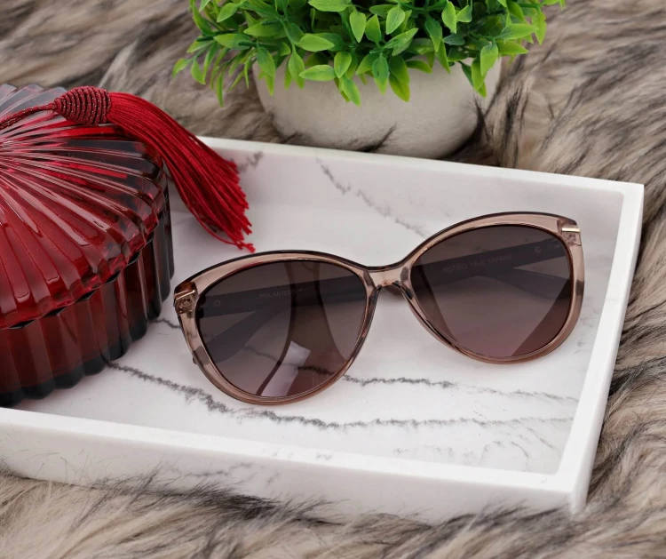 Damskie okulary przeciwsłoneczne z polaryzacją EST-14-6 Brązowo/Kawowe