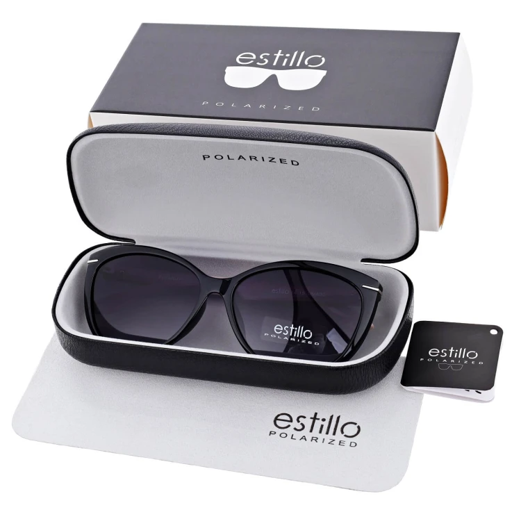 Damskie okulary przeciwsłoneczne z polaryzacją EST-14-15 czarny/wrzosowy