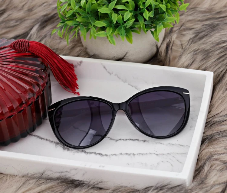 Damskie okulary przeciwsłoneczne z polaryzacją EST-14-15 czarny/wrzosowy