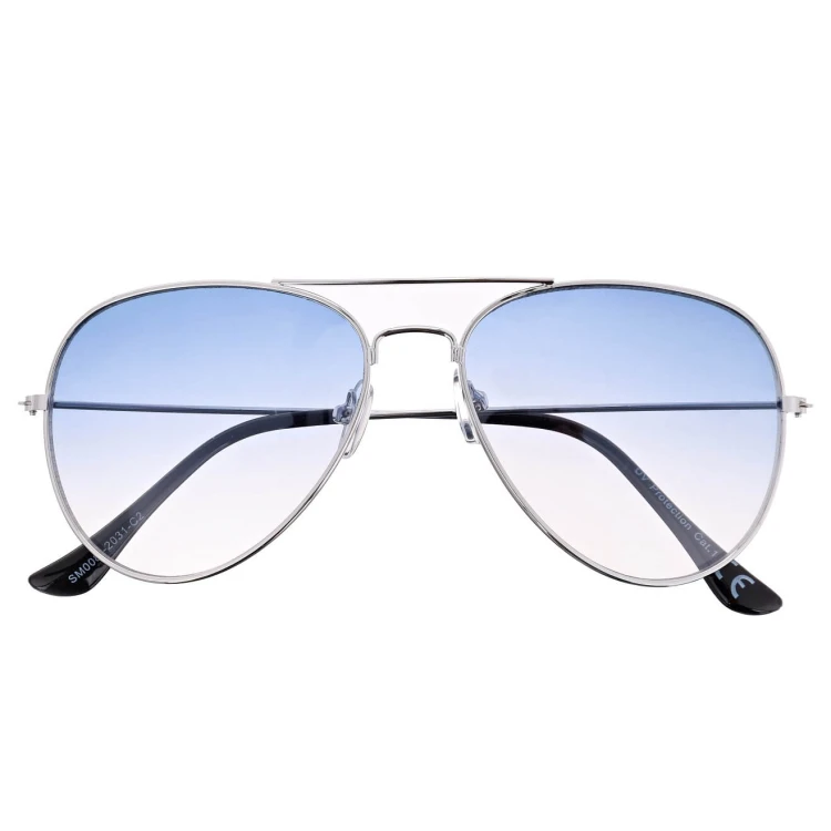 Okulary przeciwsłoneczne pilotki cieniowane w kat.1 - 2163NS srebrny/niebieski