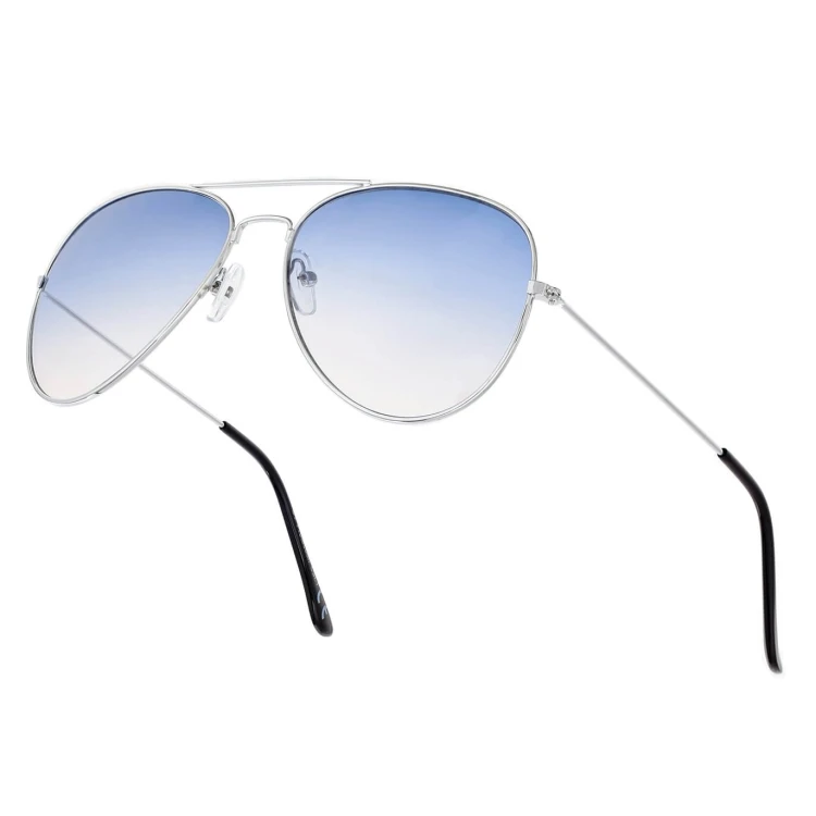 Okulary przeciwsłoneczne pilotki cieniowane w kat.1 - 2163NS srebrny/niebieski