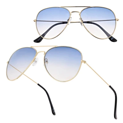 Okulary przeciwsłoneczne pilotki cieniowane w kat.1 - 2163N złoty/niebieski