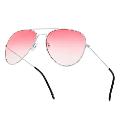 Okulary przeciwsłoneczne pilotki cieniowane w kat.1 - 2163US srebrny/róż