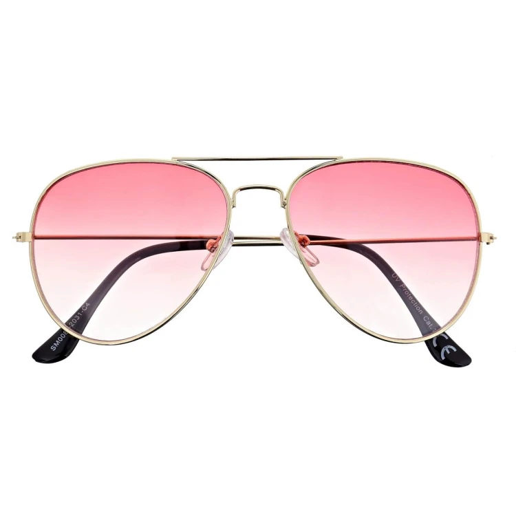 Okulary przeciwsłoneczne pilotki cieniowane w kat.1 - 2163U złoty/róż