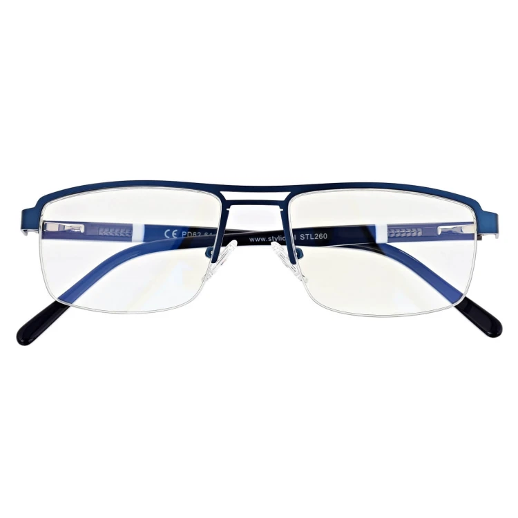 Męskie okulary PREMIUM +0.50 do czytania i komputera Blue Light+Antyrefleks STL260 granat