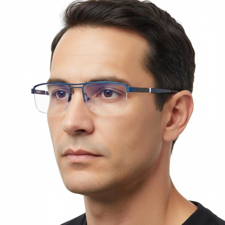 Męskie okulary PREMIUM +0.50 do czytania i komputera Blue Light+Antyrefleks STL260 granat