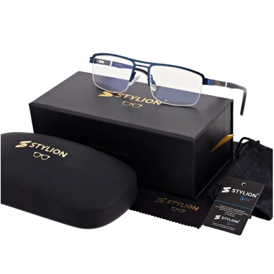 Męskie okulary PREMIUM +1.25 do czytania i komputera Blue Light+Antyrefleks STL260 granat