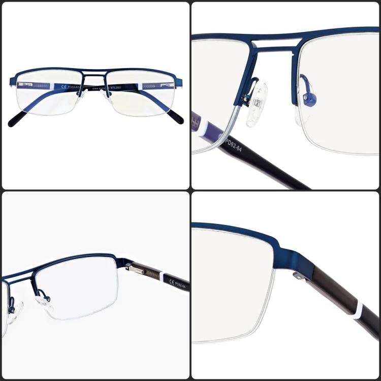 Męskie okulary PREMIUM +1.75 do czytania i komputera Blue Light+Antyrefleks STL260 granat