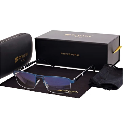 Męskie okulary PREMIUM +3.25 do czytania i komputera Blue Light+Antyrefleks STL260 granat