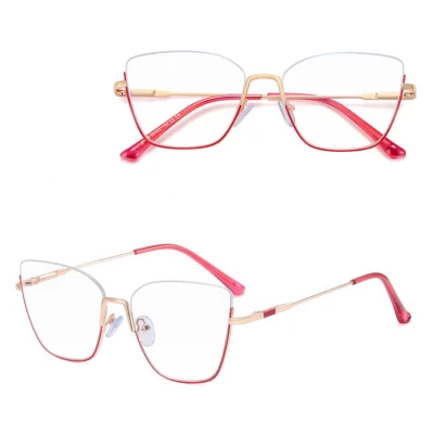 Damskie okulary półramki kocie zerówki do komputera BLUE LIGHT 25142B ze skazą!