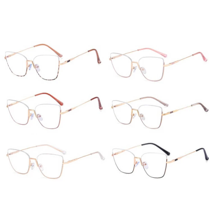 Damskie okulary półramki kocie zerówki do komputera BLUE LIGHT 25142B ze skazą!
