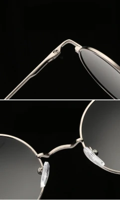 Srebrne okulary Lenonki przeciwsłoneczne polaryzacyjne okrągłe POL-3310C ze skazą!