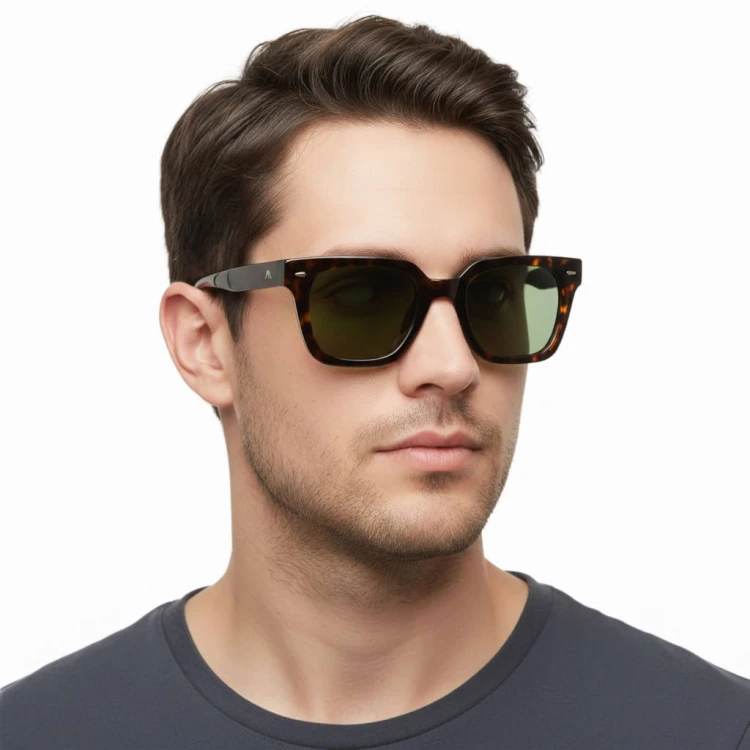 Okulary przeciwsłoneczne z polaryzacją prostokątne MP172C panterka/zielony