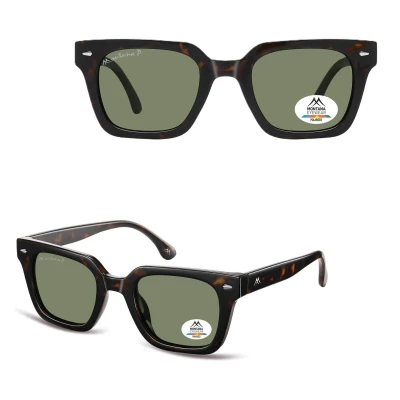 Okulary przeciwsłoneczne z polaryzacją prostokątne MP172C panterka/zielony