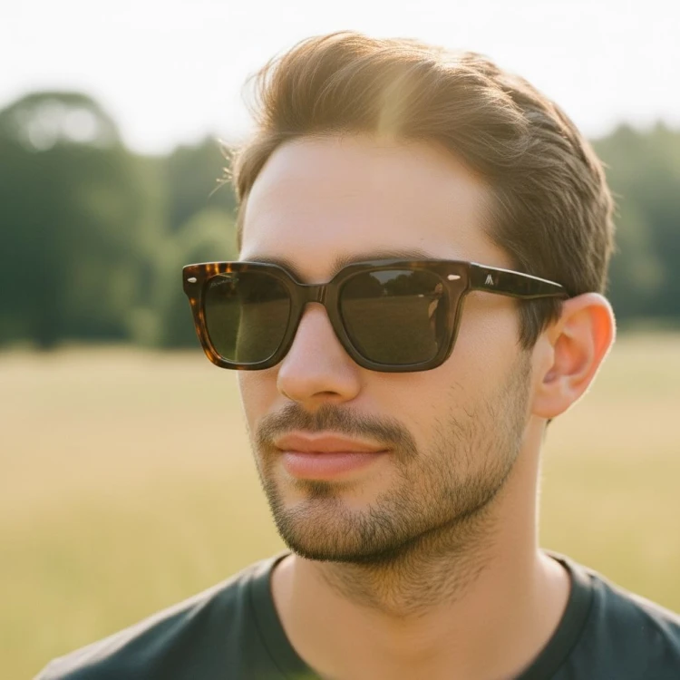 Okulary przeciwsłoneczne z polaryzacją prostokątne MP172C panterka/zielony