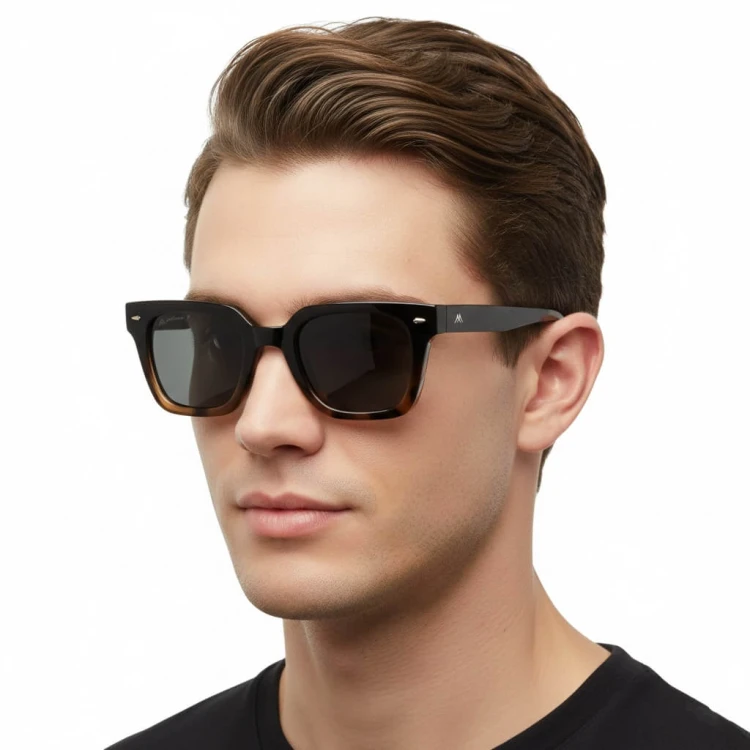 Okulary przeciwsłoneczne z polaryzacją prostokątne MP172E panterka/czarny