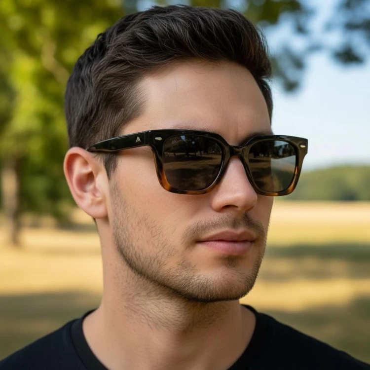 Okulary przeciwsłoneczne z polaryzacją prostokątne MP172E panterka/czarny