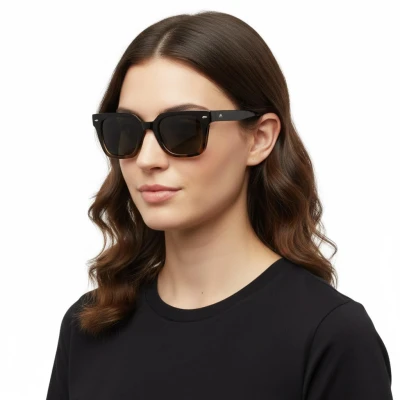 Okulary przeciwsłoneczne z polaryzacją prostokątne MP172E panterka/czarny