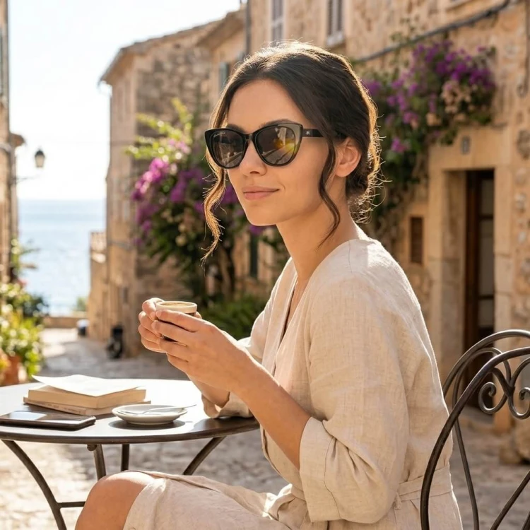 Damskie okulary przeciwsłoneczne z polaryzacją kocie oczy MP173 czarne