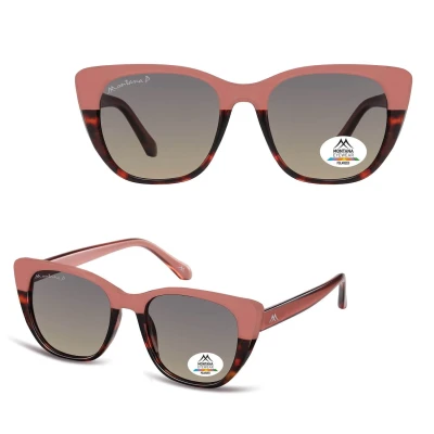 Damskie okulary przeciwsłoneczne z polaryzacją kocie oczy MP173C róż/panterka