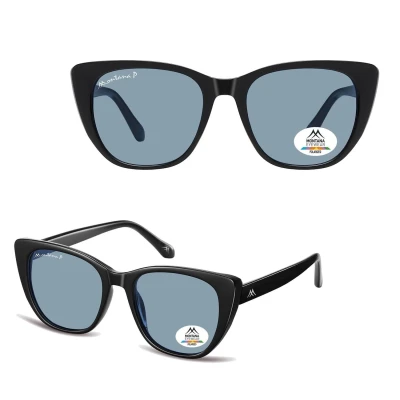 Damskie okulary przeciwsłoneczne z polaryzacją kocie oczy MP173D czarny/błękitny