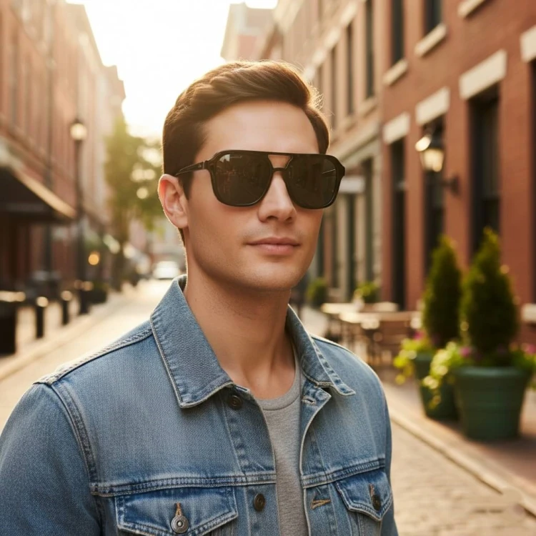 Męskie okulary przeciwsłoneczne z polaryzacją pilotki MP174 czarny