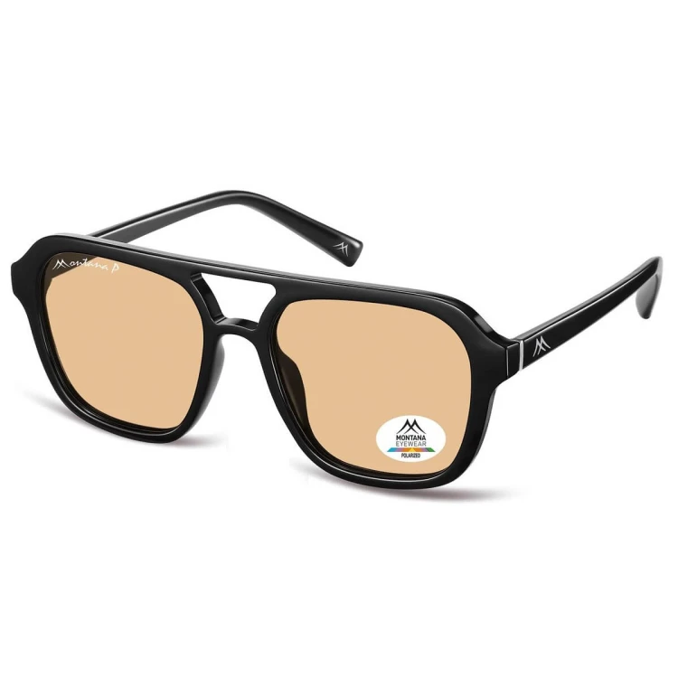 Męskie okulary przeciwsłoneczne z polaryzacją pilotki MP174A w kat.1 czarny/pomarańcz