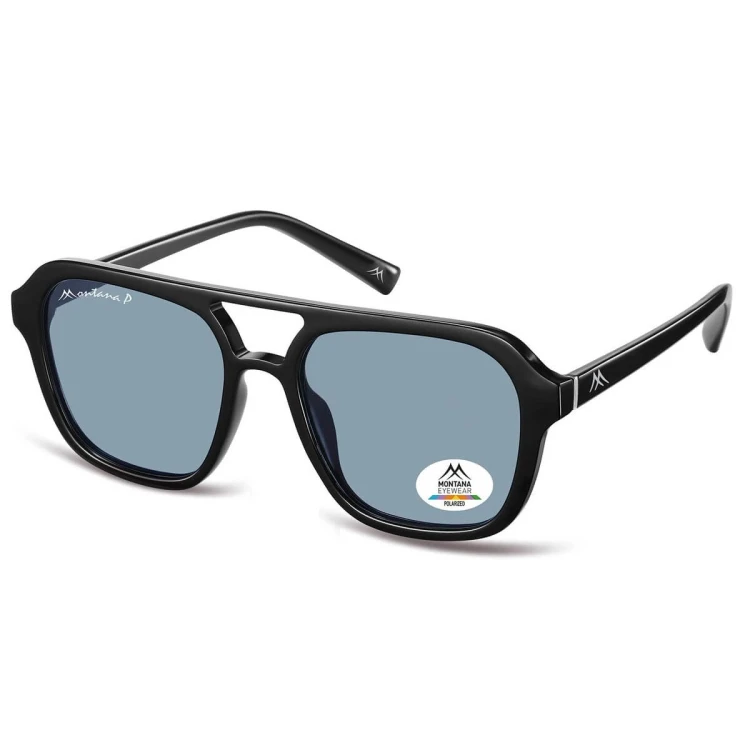 Męskie okulary przeciwsłoneczne z polaryzacją pilotki MP174B w kat.2 czarny/błękitny