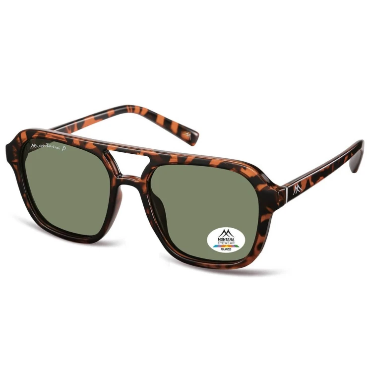 Męskie okulary przeciwsłoneczne z polaryzacją pilotki MP174C panterka/zielony