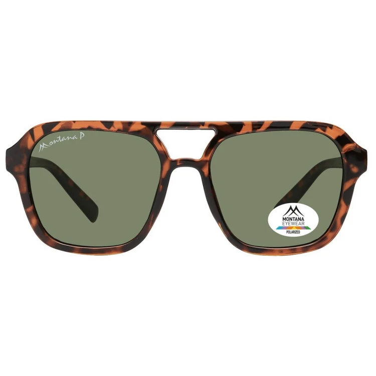 Męskie okulary przeciwsłoneczne z polaryzacją pilotki MP174C panterka/zielony