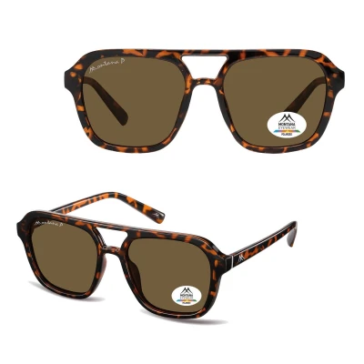 Męskie okulary przeciwsłoneczne z polaryzacją pilotki MP174D panterka/brąz