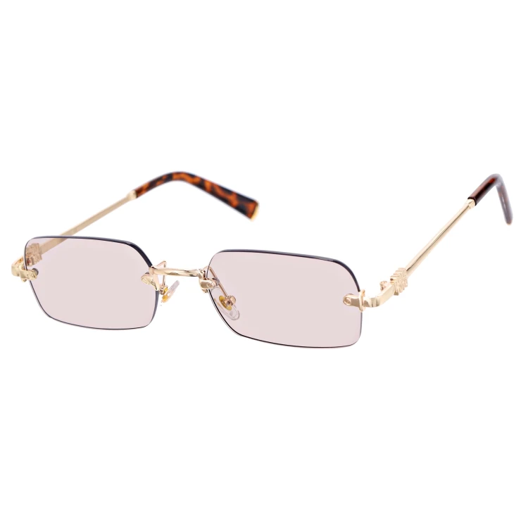 Damskie okulary fotochromowe kat.1-3 przeciwsłoneczne bezramkowe STLF-05 złoty/szary