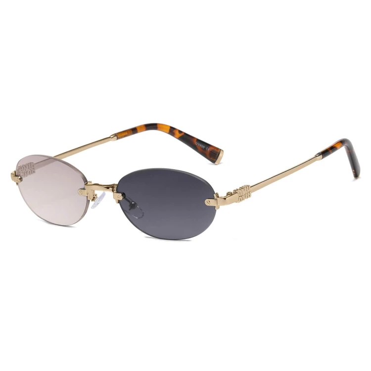 Damskie okulary fotochromowe kat.2-3 przeciwsłoneczne bezramkowe STLF-04 złote