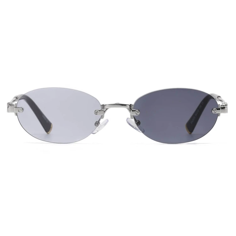 Damskie okulary fotochromowe kat.2-3 przeciwsłoneczne bezramkowe STLF-04A srebrny/czarny