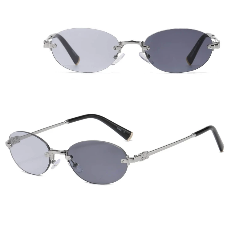 Damskie okulary fotochromowe kat.2-3 przeciwsłoneczne bezramkowe STLF-04A srebrny/czarny