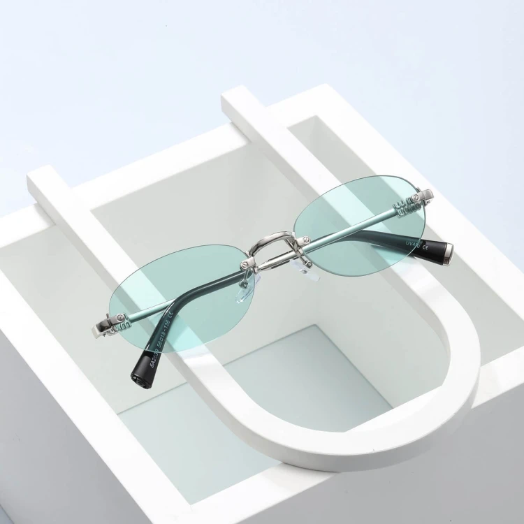 Damskie okulary fotochromowe kat.1-2 przeciwsłoneczne bezramkowe STLF-04B srebrny