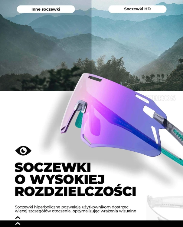 Okulary rowerowe ochronne przyciemniające z fotochromem kat.1-3 + wkładka korekcyjna
