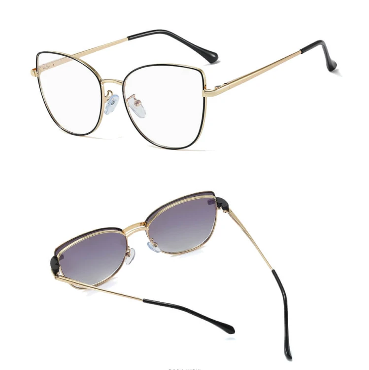 2w1 Okulary damskie do komputera + nakładka przeciwsłoneczna na magnes Clip-On 25192  złoty/czarny
