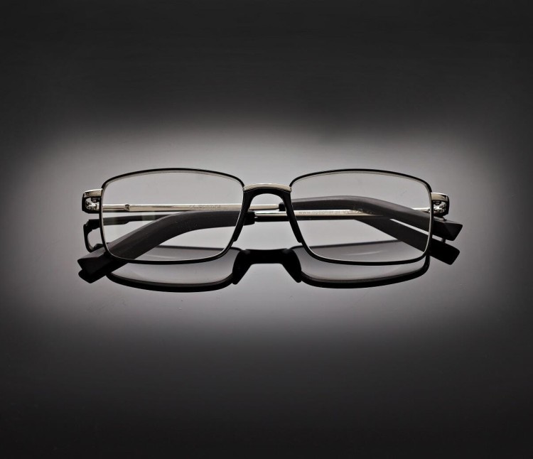 Plusy +2.50 Męskie okulary do czytania korekcyjne FLEX ST333 srebrne