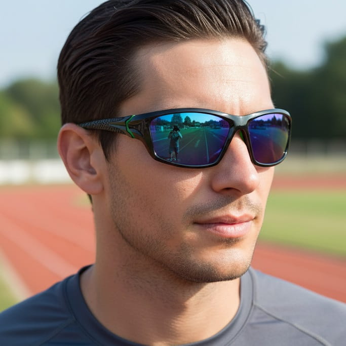Męskie sportowe okulary lustrzane przeciwsłoneczne z polaryzacją SPD122LD ze skazą!