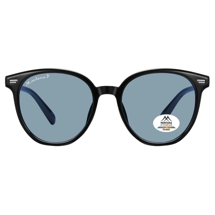 Damskie okulary okrągłe przeciwsłoneczne do kat.2 z polaryzacją MP182B czarne/błękit